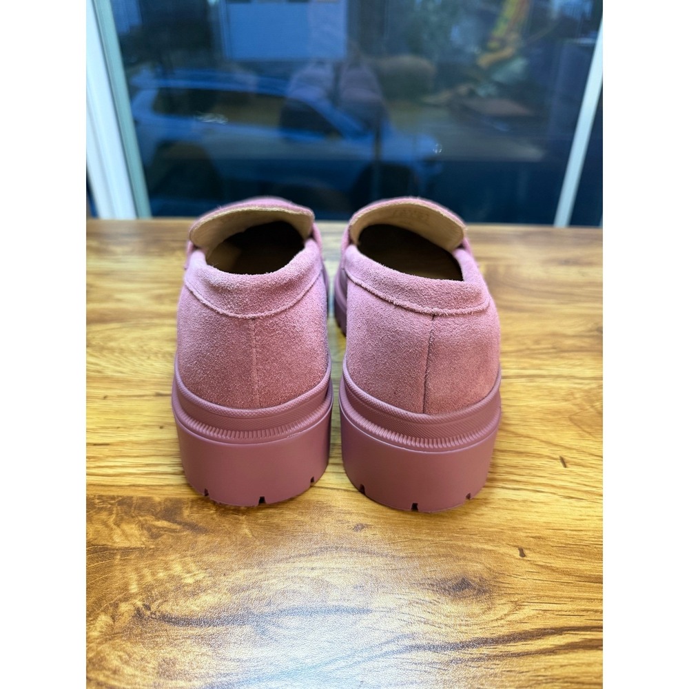 Patina Pink Zoe Suede Chunky Platform Penny Loafers Lug Sole Handmade 8.5 - Picture 5 of 8